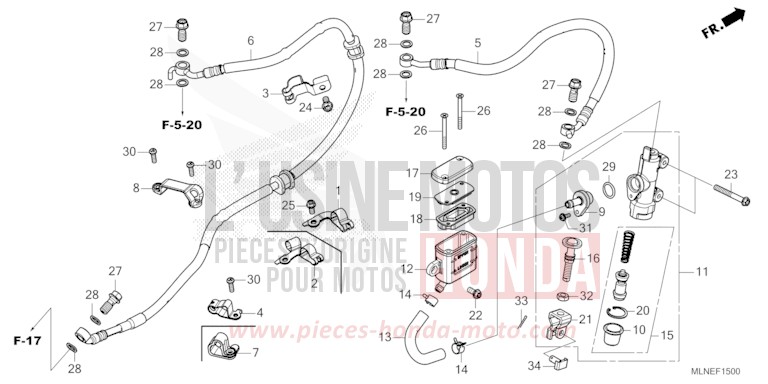 REAR BRAKE MASTER CYLINDER de Africa Twin MAT BALLISTIC BLACK METALLIC (NHA86) 2025